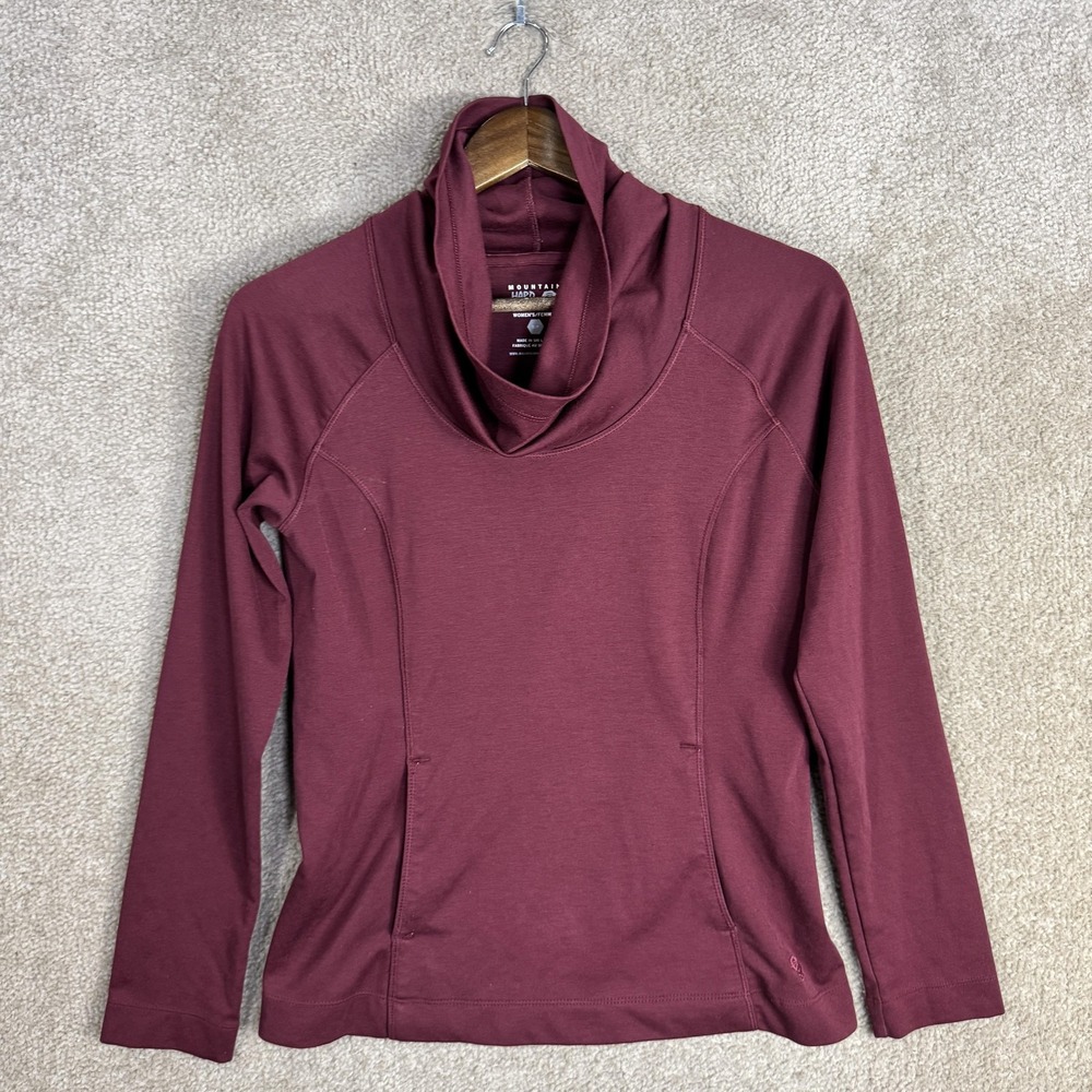 Mountain‎ Hardwear Pullover Womens Small Burgundy Cowl Neck Long Sleeve Shirt